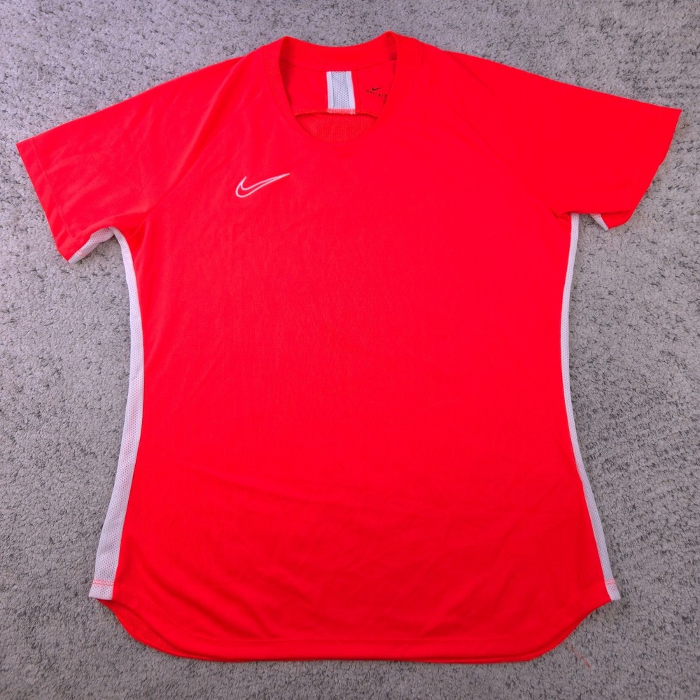Nike Training Top Womens Large Academy‎ Short Sleeve Dri-Fit Orange Crew Neck